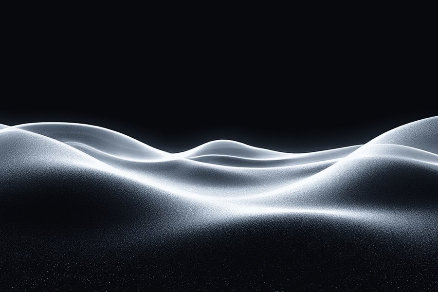 Aurora — soft luminous ridges sweeping across darkness.
