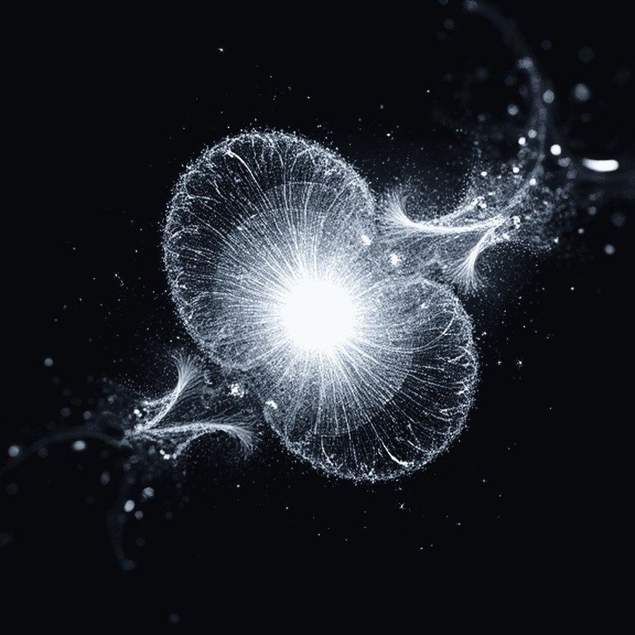 Seed — a small dense core scattering particles outward.